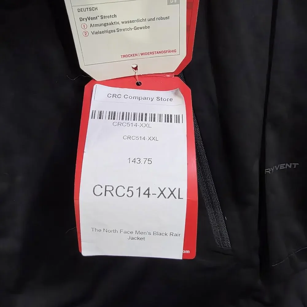 The North Face‎ All Weather Jacket Mens 2XL Black DryVent Hooded Hike Waterproof